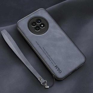 For Huawei Enjoy 20 Plus Lamba Skin Feel Leather Back Phone Case with Strap(Blue)