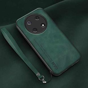 For Huawei Enjoy 50 Pro Lamba Skin Feel Leather Back Phone Case with Strap(Deep Green)