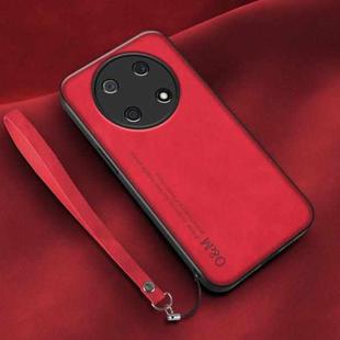 For Huawei Enjoy 50 Pro Lamba Skin Feel Leather Back Phone Case with Strap(Red)