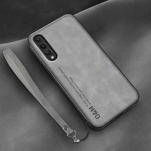 For Huawei P20 Pro Lamba Skin Feel Leather Back Phone Case with Strap(Space Grey)