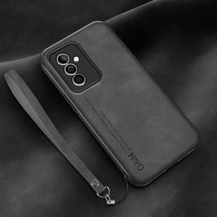 For Huawei Maimang 11 Lamba Skin Feel Leather Back Phone Case with Strap(Dark Grey)