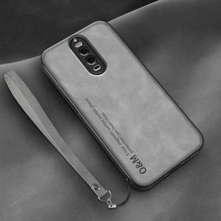 For Huawei Mate 9 Pro Lamba Skin Feel Leather Back Phone Case with Strap(Space Grey)