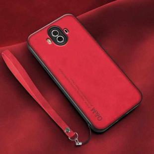 For Huawei Mate 10 Lamba Skin Feel Leather Back Phone Case with Strap(Red)