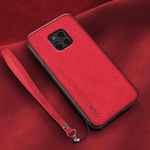 For Huawei Mate 20 Pro Lamba Skin Feel Leather Back Phone Case with Strap(Red)