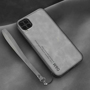 For Huawei nova 6 SE Lamba Skin Feel Leather Back Phone Case with Strap(Space Grey)