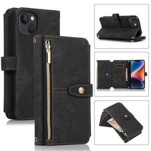 For iPhone 14 Plus Dream 9-Card Wallet Zipper Bag Leather Phone Case(Black)
