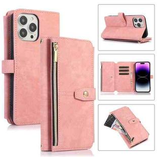 For iPhone 14 Pro Dream 9-Card Wallet Zipper Bag Leather Phone Case(Pink)