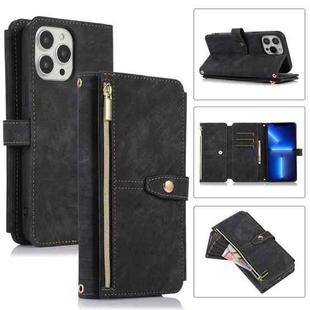 For iPhone 13 Pro Dream 9-Card Wallet Zipper Bag Leather Phone Case(Black)