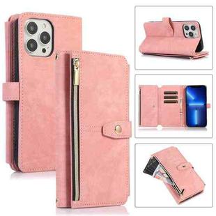 For iPhone 13 Pro Dream 9-Card Wallet Zipper Bag Leather Phone Case(Pink)