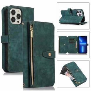 For iPhone 13 Pro Max Dream 9-Card Wallet Zipper Bag Leather Phone Case(Green)