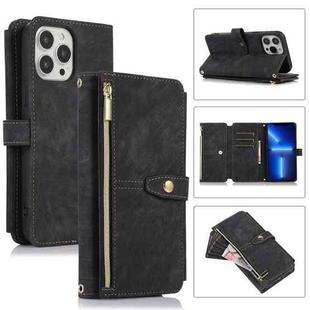 For iPhone 13 Pro Max Dream 9-Card Wallet Zipper Bag Leather Phone Case(Black)