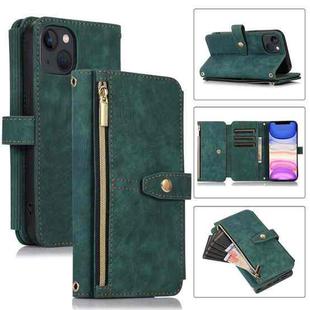 For iPhone 11 Dream 9-Card Wallet Zipper Bag Leather Phone Case(Green)
