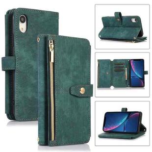 For iPhone XR Dream 9-Card Wallet Zipper Bag Leather Phone Case(Green)
