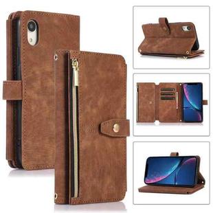 For iPhone XR Dream 9-Card Wallet Zipper Bag Leather Phone Case(Brown)