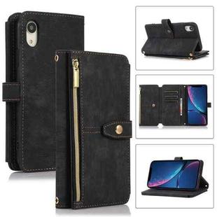For iPhone XR Dream 9-Card Wallet Zipper Bag Leather Phone Case(Black)