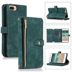 For iPhone 7 Plus / 8 Plus Dream 9-Card Wallet Zipper Bag Leather Phone Case(Green)