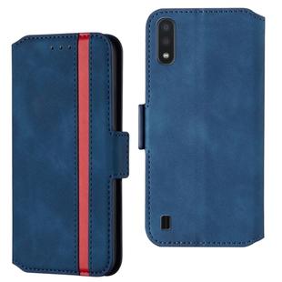 For Galaxy A01 Vintage Matte Oil-edge Horizontal Flip Leather Case with Bracket & Card Slots(Blue)