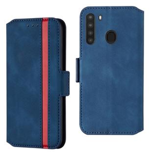 For Galaxy A21 Vintage Matte Oil-edge Horizontal Flip Leather Case with Bracket & Card Slots(Blue)
