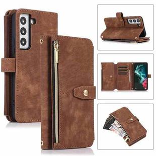 For Samsung Galaxy S23+ 5G Dream 9-Card Wallet Zipper Bag Leather Phone Case(Brown)