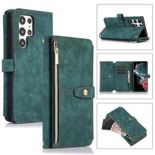 For Samsung Galaxy S23 Ultra 5G Dream 9-Card Wallet Zipper Bag Leather Phone Case(Green)