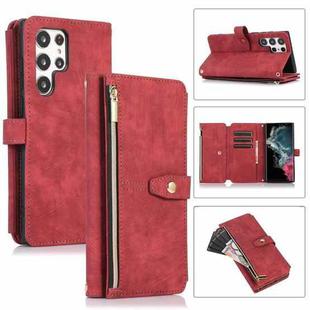 For Samsung Galaxy S23 Ultra 5G Dream 9-Card Wallet Zipper Bag Leather Phone Case(Red)