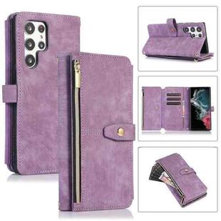 For Samsung Galaxy S23 Ultra 5G Dream 9-Card Wallet Zipper Bag Leather Phone Case(Purple)