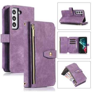For Samsung Galaxy S21 5G Dream 9-Card Wallet Zipper Bag Leather Phone Case(Purple)