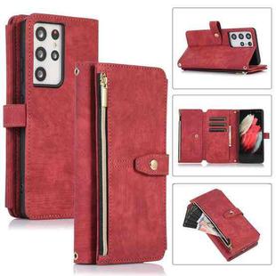 For Samsung Galaxy S21 Ultra 5G Dream 9-Card Wallet Zipper Bag Leather Phone Case(Red)