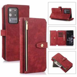 For Samsung Galaxy S20 Dream 9-Card Wallet Zipper Bag Leather Phone Case(Red)