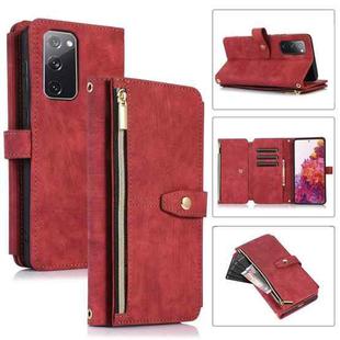 For Samsung Galaxy S20 FE Dream 9-Card Wallet Zipper Bag Leather Phone Case(Red)