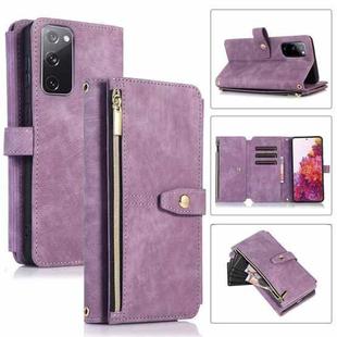 For Samsung Galaxy S20 FE Dream 9-Card Wallet Zipper Bag Leather Phone Case(Purple)