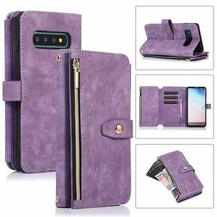 For Samsung Galaxy S10 Dream 9-Card Wallet Zipper Bag Leather Phone Case(Purple)