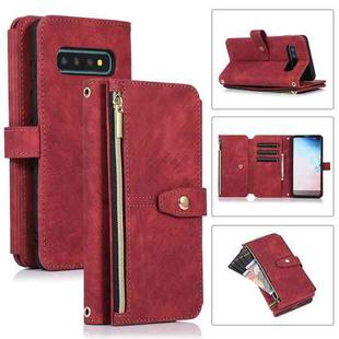 For Samsung Galaxy S10+ Dream 9-Card Wallet Zipper Bag Leather Phone Case(Red)
