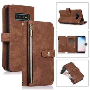 For Samsung Galaxy S10e Dream 9-Card Wallet Zipper Bag Leather Phone Case(Brown)