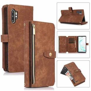 For Samsung Galaxy Note10+ Dream 9-Card Wallet Zipper Bag Leather Phone Case(Brown)