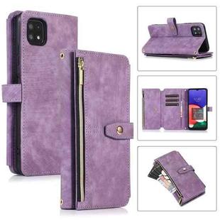 For Samsung Galaxy A22 4G Dream 9-Card Wallet Zipper Bag Leather Phone Case(Purple)