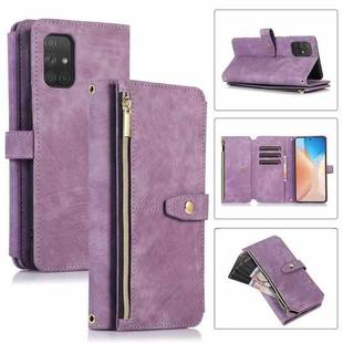For Samsung Galaxy A51 4G Dream 9-Card Wallet Zipper Bag Leather Phone Case(Purple)