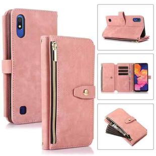 For Samsung Galaxy A10 Dream 9-Card Wallet Zipper Bag Leather Phone Case(Pink)