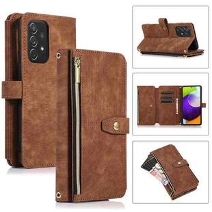 For Samsung Galaxy A72 4G / 5G Dream 9-Card Wallet Zipper Bag Leather Phone Case(Brown)