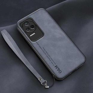For Xiaomi Civi Lamba Skin Feel Leather Back Phone Case with Strap(Blue)