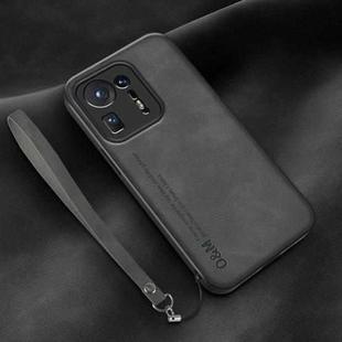 For Xiaomi Mix 4 Lamba Skin Feel Leather Back Phone Case with Strap(Dark Grey)