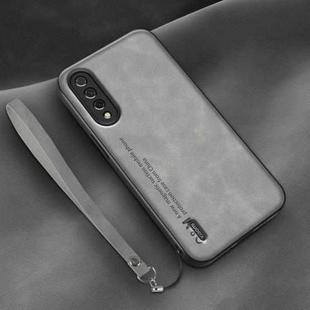 For Xiaomi Mi CC9 Lamba Skin Feel Leather Back Phone Case with Strap(Space Grey)