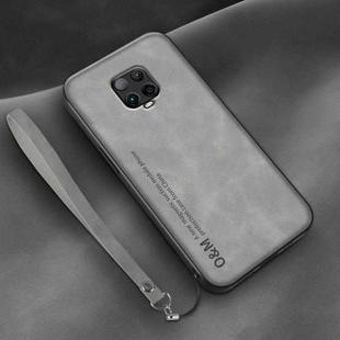 For Xiaomi Redmi Note 9 Pro 5G Lamba Skin Feel Leather Back Phone Case with Strap(Space Grey)