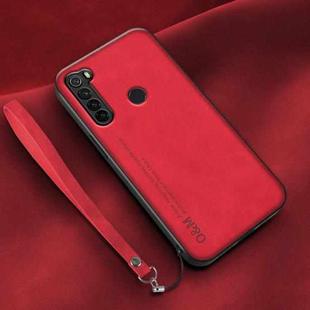 For Xiaomi Redmi Note 8 Lamba Skin Feel Leather Back Phone Case with Strap(Red)