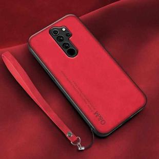 For Xiaomi Redmi Note 8 Pro Lamba Skin Feel Leather Back Phone Case with Strap(Red)