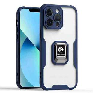 For iPhone 13 Pro Armor Shockproof Magnetic Ring Phone Case(Navy Blue)