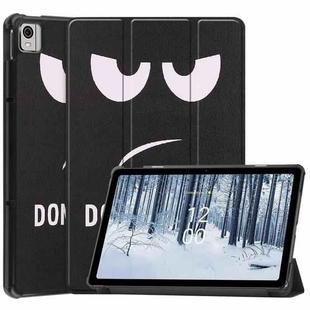 For Nokia T21 Custer Painted 3-Fold Holder Leather Smart Tablet Case(Big Eye Me)