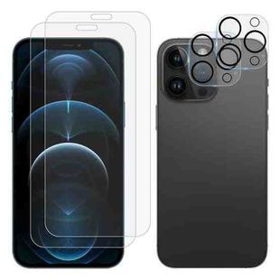 For iPhone 12 Pro 2pcs 0.26mm 9H 2.5D Tempered Glass Screen Film with 2pcs Lens Protector