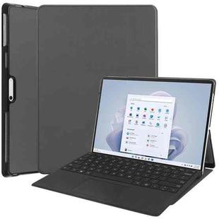 For Microsoft Surface Pro 9 Custer Pure Color Holder Leather Tablet Case(Grey)