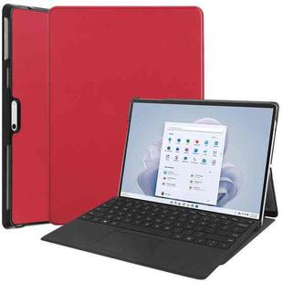 For Microsoft Surface Pro 9 Custer Pure Color Holder Leather Tablet Case(Red)